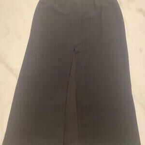 100% silk black maxi front slit skirt